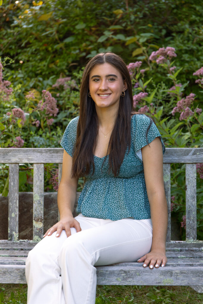 Girl smiling in Senior Portrait photography session in Medfield, Massachusetts.