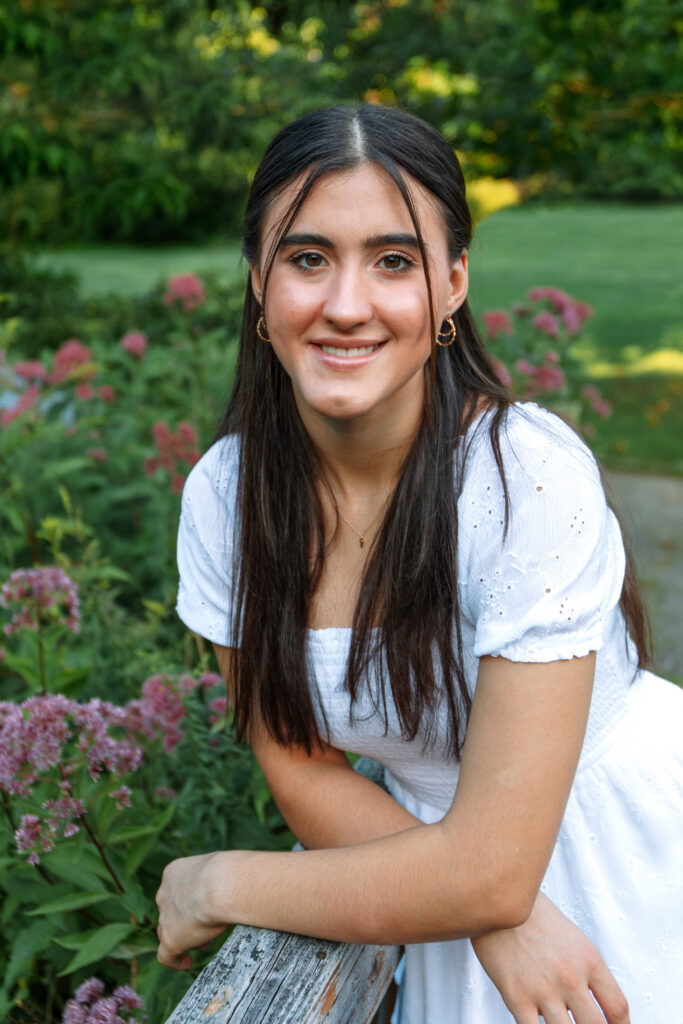 Girl smiling in Senior Portrait photography session in Medfield, Massachusetts.