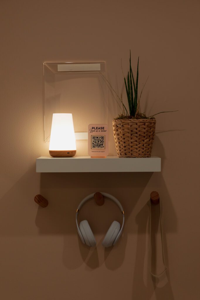 Shelf of comforting items for spa.