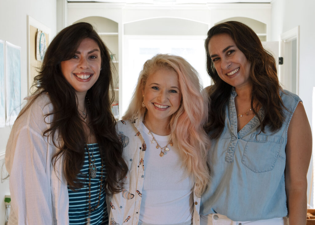 Three women smiling for brand photoshoot with Coastal Counseling Associates and Emma Lula Creative in Medway, Massachusetts.